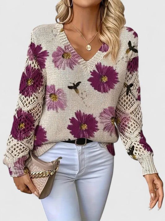 Noelle – Floral Knit Sweater