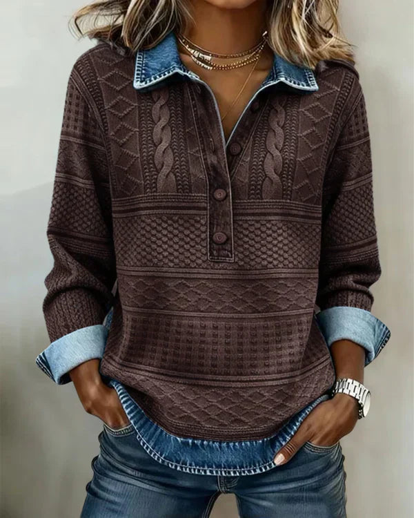 Claire | Stylish Denim Collar Top