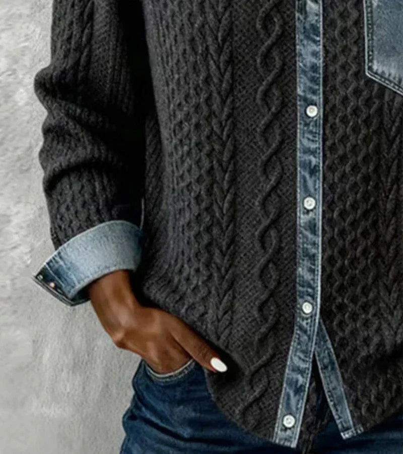 Elodie – Cable Detail Button Top